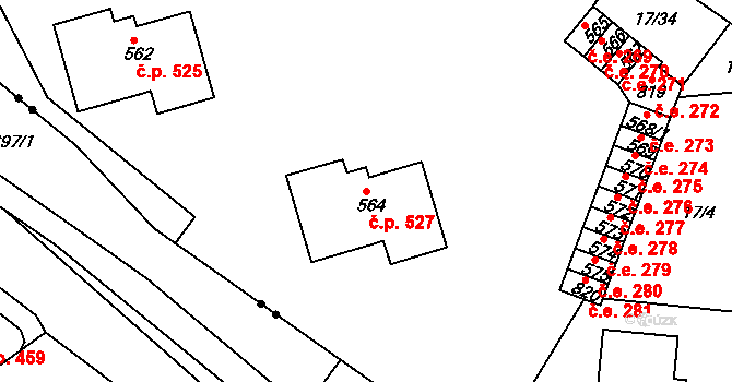 Bohosudov 527, Krupka na parcele st. 564 v KÚ Bohosudov, Katastrální mapa