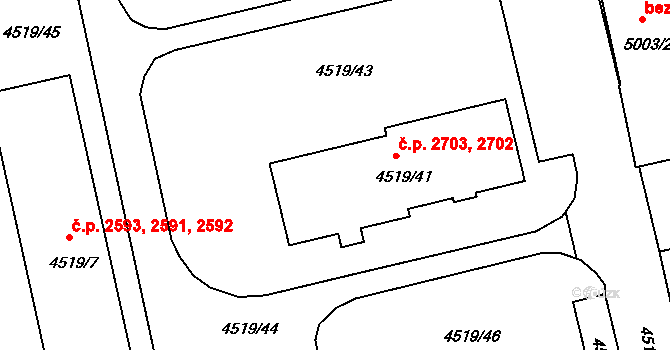 Tábor 2702,2703 na parcele st. 4519/41 v KÚ Tábor, Katastrální mapa