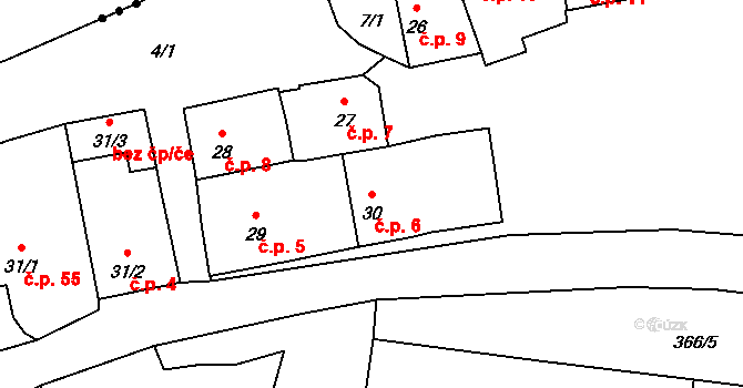 Černčice 6 na parcele st. 30 v KÚ Černčice u Loun, Katastrální mapa