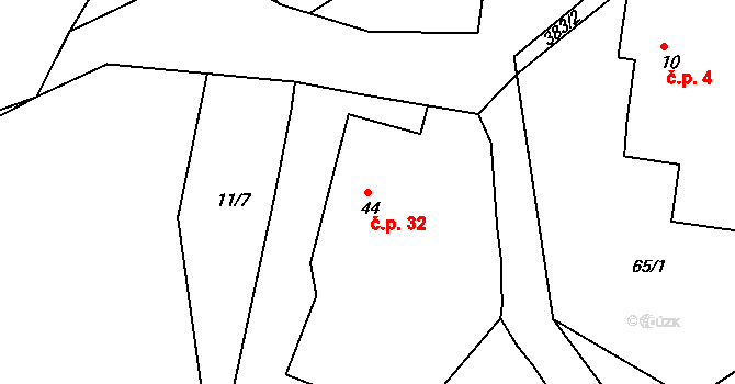 Kamýk 32, Švihov na parcele st. 44 v KÚ Kamýk u Švihova, Katastrální mapa