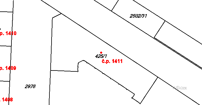 Nusle 1411, Praha na parcele st. 425/1 v KÚ Nusle, Katastrální mapa