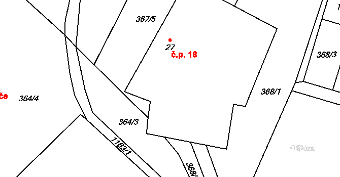 Velká Lhota 18, Volfířov na parcele st. 27 v KÚ Velká Lhota u Dačic, Katastrální mapa