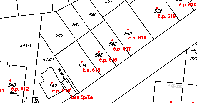 Střešovice 616, Praha na parcele st. 546 v KÚ Střešovice, Katastrální mapa