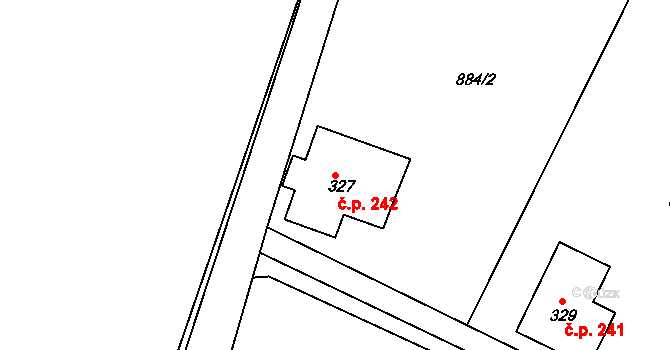 Rumburk 3-Dolní Křečany 242, Rumburk na parcele st. 327 v KÚ Dolní Křečany, Katastrální mapa
