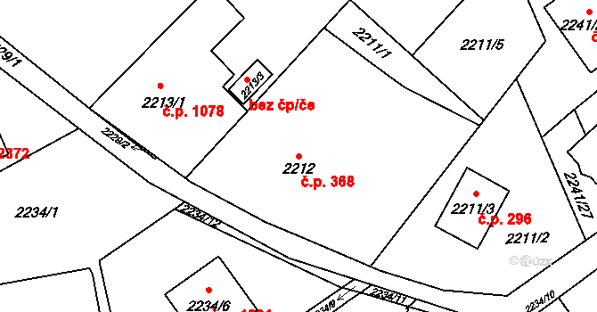 Hranice 368, Karviná na parcele st. 2212 v KÚ Karviná-město, Katastrální mapa