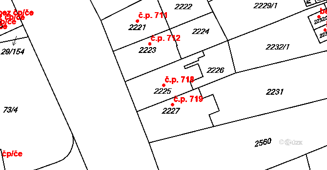 Doubravka 718, Plzeň na parcele st. 2225 v KÚ Doubravka, Katastrální mapa