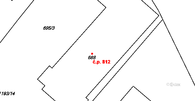 Hlubočinka 812, Sulice na parcele st. 688 v KÚ Sulice, Katastrální mapa