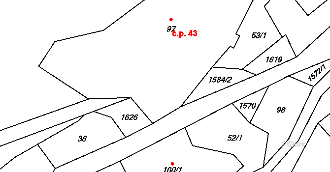 Fojtovice 43, Heřmanov na parcele st. 97 v KÚ Fojtovice u Heřmanova, Katastrální mapa