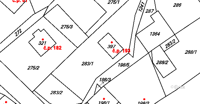Hrabenov 193, Ruda nad Moravou na parcele st. 397 v KÚ Hrabenov, Katastrální mapa