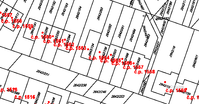 Kuřim 1565 na parcele st. 2642/738 v KÚ Kuřim, Katastrální mapa