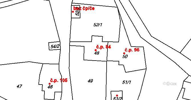 Kaceřov 84 na parcele st. 48 v KÚ Kaceřov u Kynšperka nad Ohří, Katastrální mapa