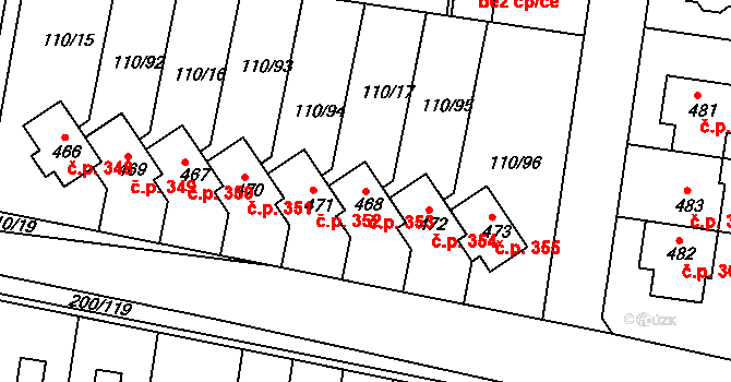 Nehvizdy 353 na parcele st. 468 v KÚ Nehvizdy, Katastrální mapa