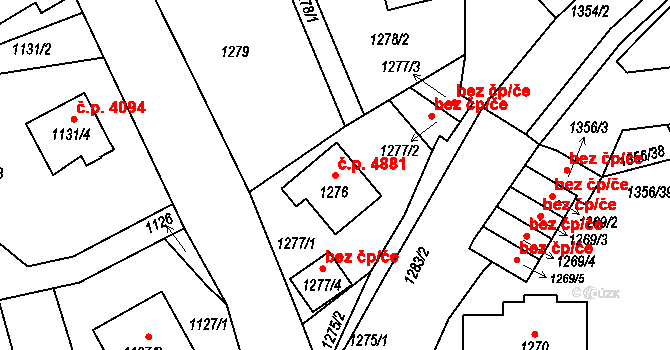 Mšeno nad Nisou 4881, Jablonec nad Nisou na parcele st. 1276 v KÚ Mšeno nad Nisou, Katastrální mapa