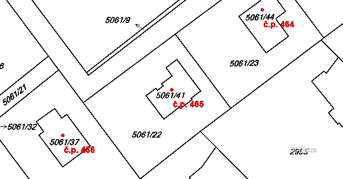 Sviadnov 465 na parcele st. 5061/41 v KÚ Sviadnov, Katastrální mapa