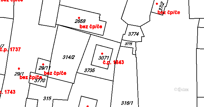 Lysá nad Labem 1843 na parcele st. 3071 v KÚ Lysá nad Labem, Katastrální mapa