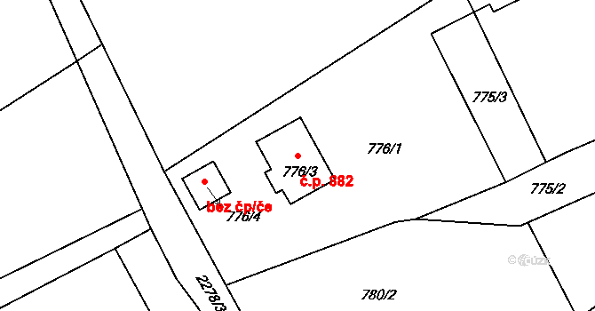 Butovice 882, Studénka na parcele st. 776/3 v KÚ Butovice, Katastrální mapa