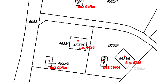 Znojmo 4426 na parcele st. 4523/4 v KÚ Znojmo-město, Katastrální mapa