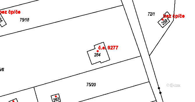 Kerhartice 9277, Ústí nad Orlicí na parcele st. 284 v KÚ Kerhartice nad Orlicí, Katastrální mapa