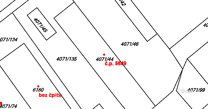 Chomutov 5649 na parcele st. 4071/44 v KÚ Chomutov I, Katastrální mapa