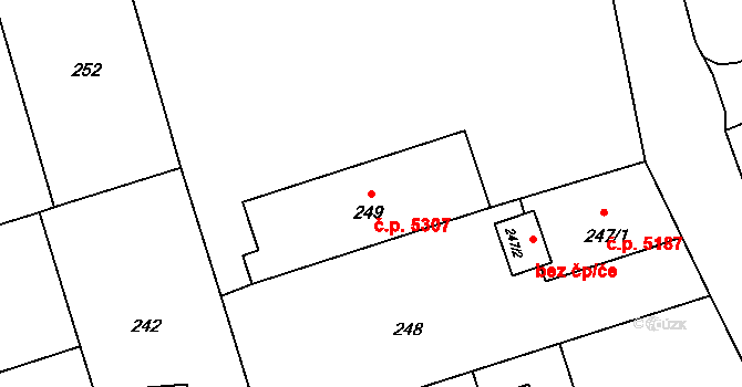 Třebovice 5307, Ostrava na parcele st. 249 v KÚ Třebovice ve Slezsku, Katastrální mapa