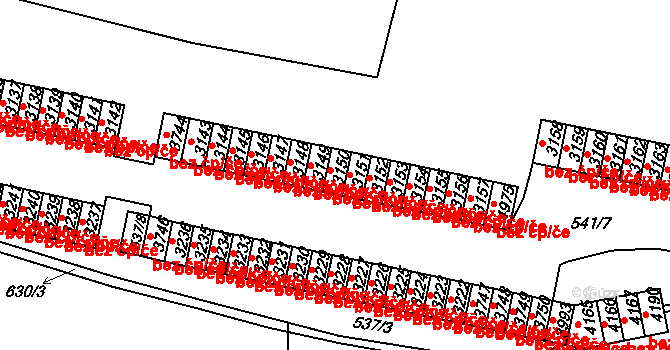 Třebíč 44131208 na parcele st. 3150 v KÚ Třebíč, Katastrální mapa