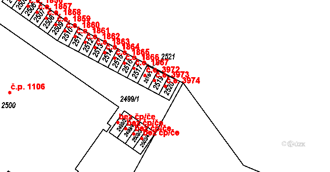 Město 3974, Havířov na parcele st. 2520 v KÚ Havířov-město, Katastrální mapa