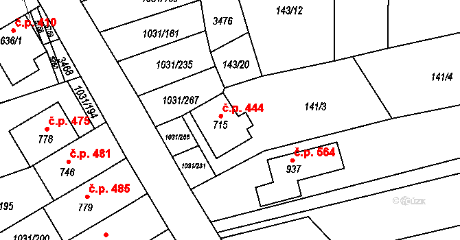 Topolná 444 na parcele st. 715 v KÚ Topolná, Katastrální mapa