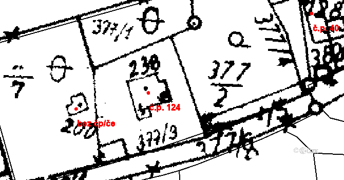 Zichovec 124 na parcele st. 238 v KÚ Zichovec, Katastrální mapa