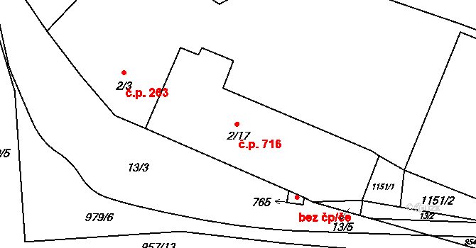 Šťáhlavy 716 na parcele st. 2/17 v KÚ Šťáhlavy, Katastrální mapa
