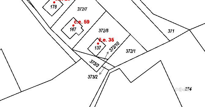 Chlistov 35 na parcele st. 137 v KÚ Chlistov, Katastrální mapa