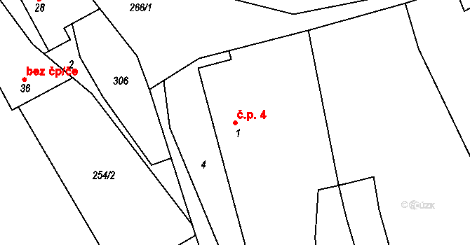 Zbyslavec 4, Míčov-Sušice na parcele st. 1 v KÚ Zbyslavec, Katastrální mapa