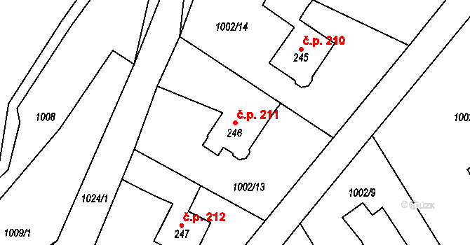 Velká Ves 211, Broumov na parcele st. 246 v KÚ Velká Ves u Broumova, Katastrální mapa
