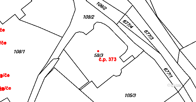 Běloves 373, Náchod na parcele st. 58/3 v KÚ Běloves, Katastrální mapa