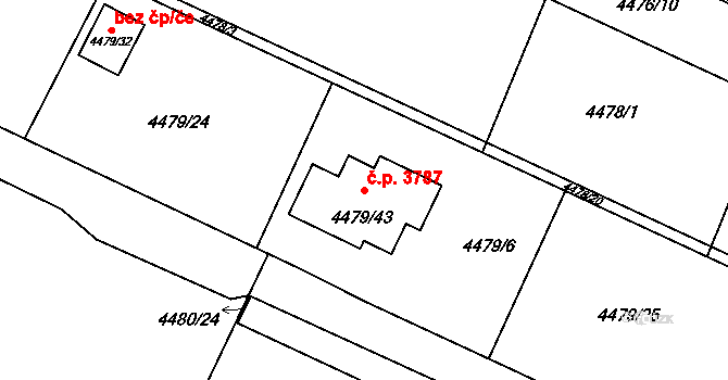 Znojmo 3787 na parcele st. 4479/43 v KÚ Znojmo-město, Katastrální mapa