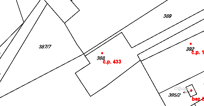 Butovice 433, Studénka na parcele st. 388 v KÚ Butovice, Katastrální mapa