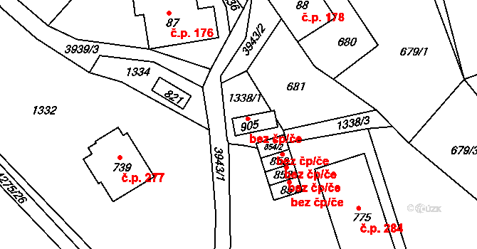 Horní Čermná 88908208 na parcele st. 905 v KÚ Horní Čermná, Katastrální mapa