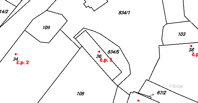 Drahenický Málkov 3, Blatná na parcele st. 36 v KÚ Drahenický Málkov, Katastrální mapa