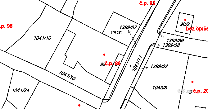 Skašov 86 na parcele st. 99 v KÚ Skašov, Katastrální mapa