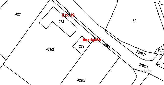 Čechtice 102835209 na parcele st. 229 v KÚ Černičí, Katastrální mapa