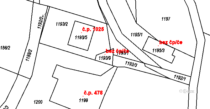 Letovice 107470209 na parcele st. 1193/9 v KÚ Letovice, Katastrální mapa