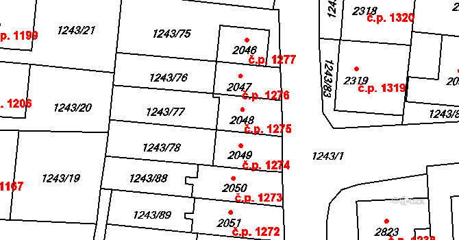 Lipník nad Bečvou I-Město 1275, Lipník nad Bečvou na parcele st. 2048 v KÚ Lipník nad Bečvou, Katastrální mapa