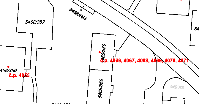 Jihlava 4066,4067,4068,4069, na parcele st. 5468/359 v KÚ Jihlava, Katastrální mapa
