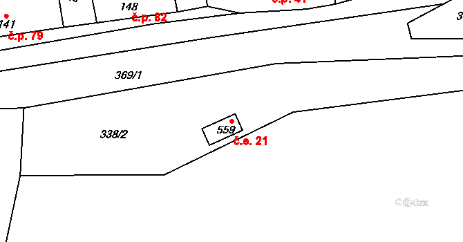 Kamenný Přívoz 21 na parcele st. 559 v KÚ Kamenný Přívoz, Katastrální mapa