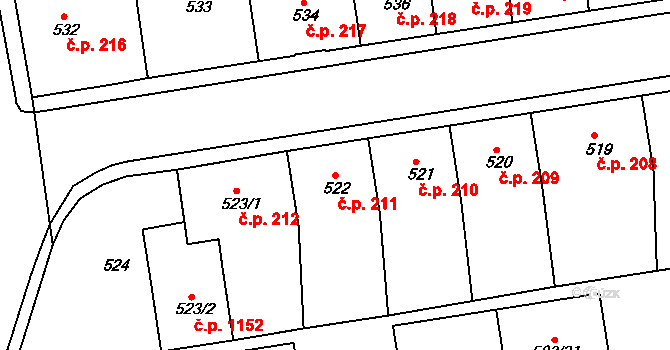 Pod Cvilínem 211, Krnov na parcele st. 522 v KÚ Opavské Předměstí, Katastrální mapa
