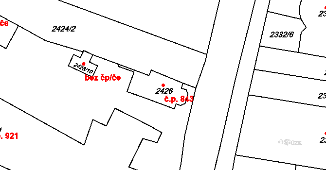 Pod Cvilínem 843, Krnov na parcele st. 2426 v KÚ Opavské Předměstí, Katastrální mapa