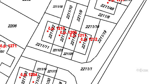 Rýmařov 1212 na parcele st. 2211/27 v KÚ Rýmařov, Katastrální mapa