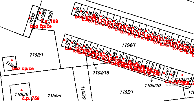 Hrádek nad Nisou 138 na parcele st. 1134 v KÚ Hrádek nad Nisou, Katastrální mapa