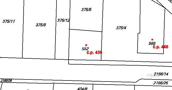 Sobotka 436 na parcele st. 552 v KÚ Sobotka, Katastrální mapa