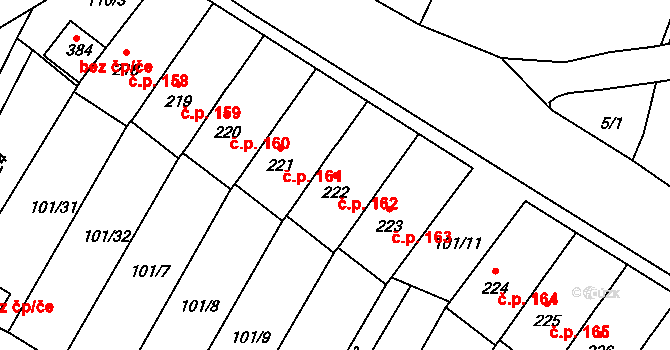 Cerekvice nad Loučnou 162 na parcele st. 222 v KÚ Cerekvice nad Loučnou, Katastrální mapa