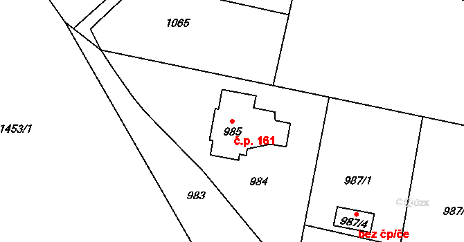 Pudlov 161, Bohumín na parcele st. 985 v KÚ Pudlov, Katastrální mapa
